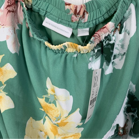 NY&C Floral Off the Shoulder Dress Green Size X-Large NWT - Picture 2 of 3